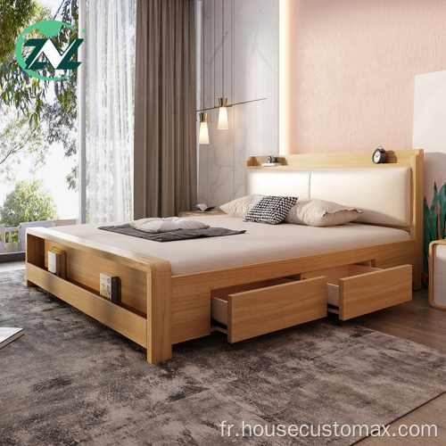 Lit de rangement en bois Lift Up Bedboard Lit ottoman
